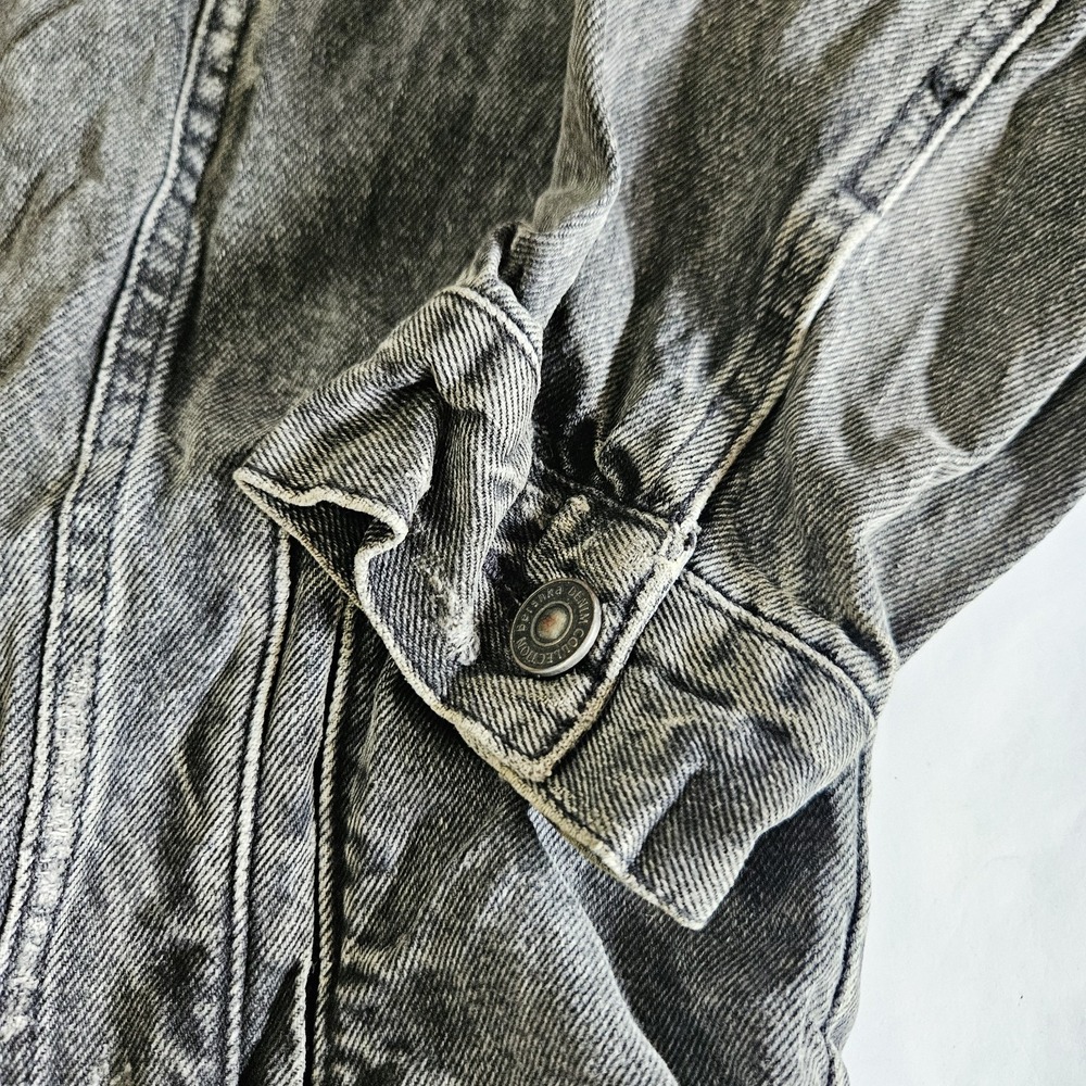 Bershka Women's Size Large Charcoal Grey Denim Trucker Jacket 90s‎ Style - Picture 4 of 6